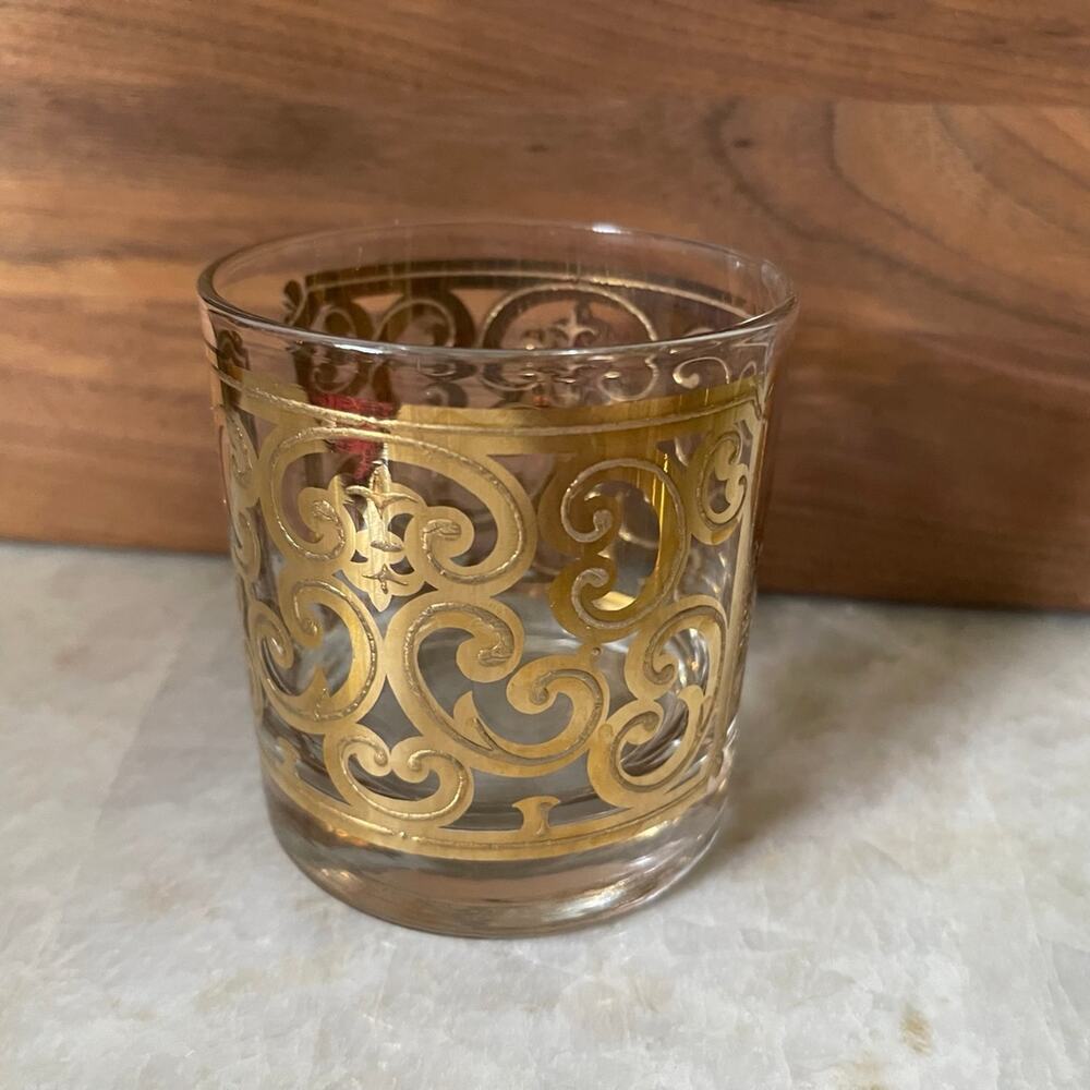 Vintage Georges Briard old fashioned cocktail glass MCM